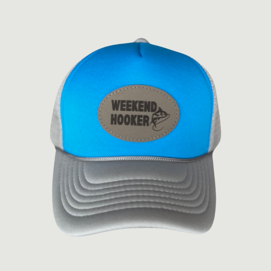 Weekend Hooker Fish Leatherette Patch on Trucker Hat