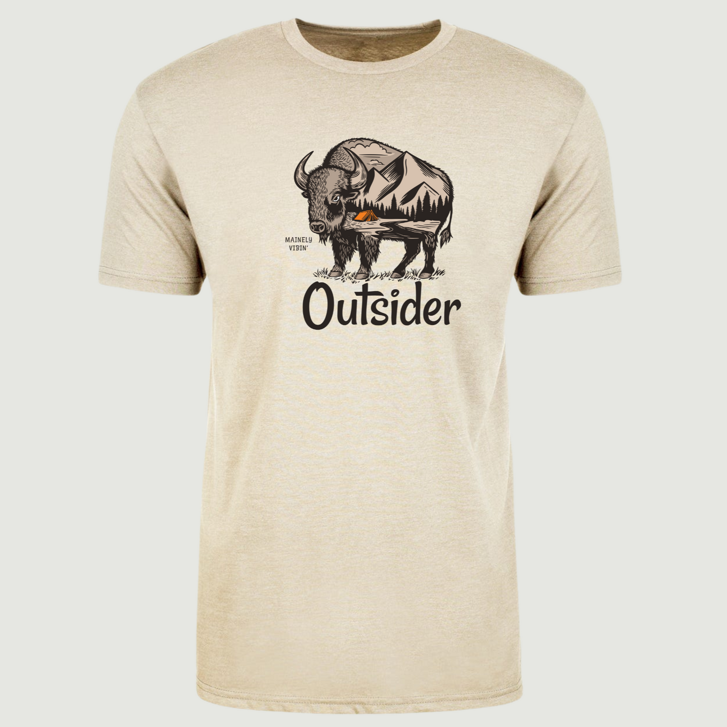 Outsider Camping Scene in Buffalo T-Shirt