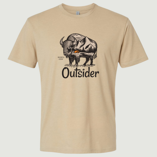 Outsider Camping Scene in Buffalo T-Shirt