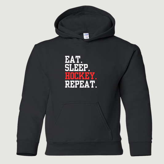 Eat Sleep Hockey Repeat Youth Hoodie